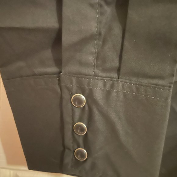 NEW NWOT WRANGLER Black Men's WESTERN BROADCLOTH PEARL SNAP SHIRT Long Sleeve L! - Picture 7 of 7